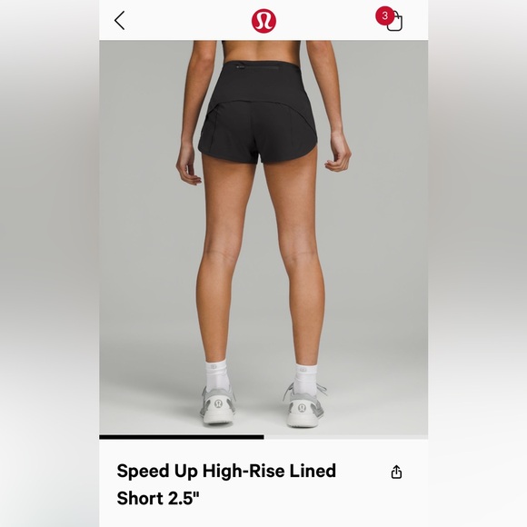 Sped up high rise short 2.5, size 8. Black - Picture 2 of 7